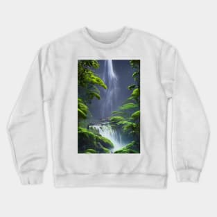 Friends Chilling in Waterfalls in a Forest Crewneck Sweatshirt